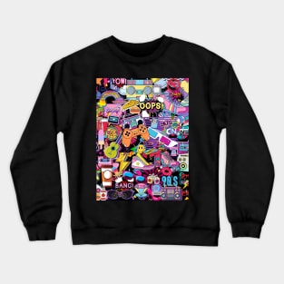 Collage 90s Kid Sticker Collection Wall Crewneck Sweatshirt